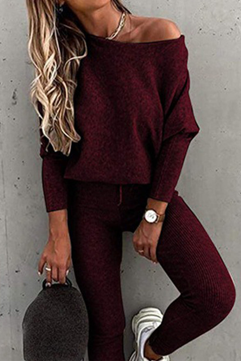 Hoombox Fashion Casual Solid Patchwork Long Sleeve Two Pieces(7 colors)
