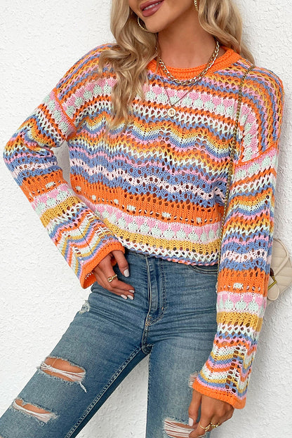 Hoombox Fashion Striped Patchwork O Neck Sweaters(4 colors)