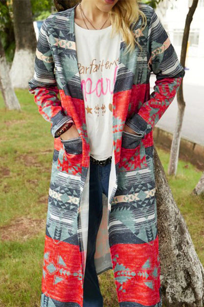 Hoombox Fashion Geometric Patchwork Asymmetrical Printing Outerwear(6 Colors)