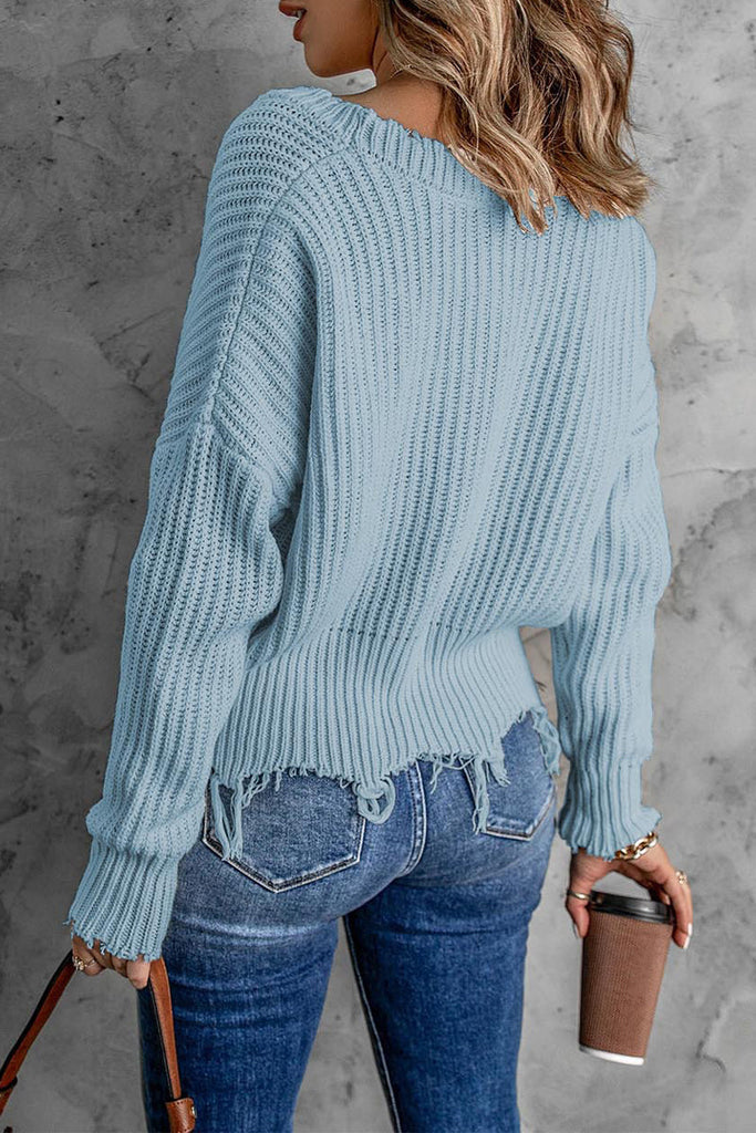 Hoombox Fashion Solid Tassel V Neck Sweaters(8 Colors)