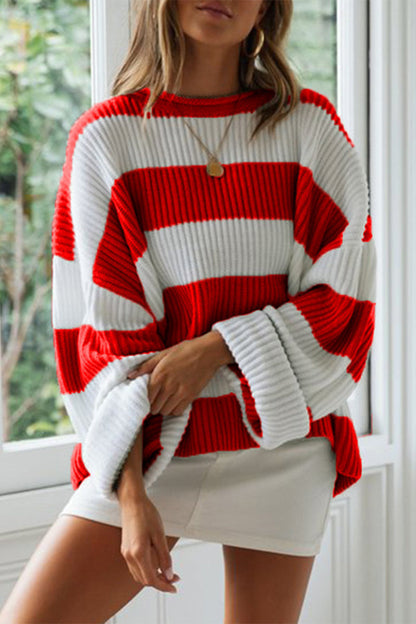 Hoombox Fashion Sweet Striped Contrast O Neck Sweaters(5 Colors)
