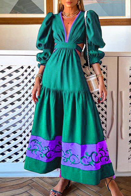 Hoombox Elegant Print Solid Color A Line Dresses(3 Colors)