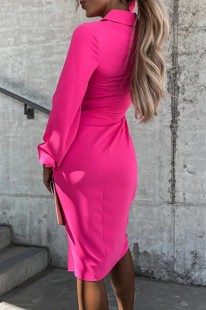 Hoombox Elegant Asymmetrical Solid Color V Neck A Line Dresses(5 Colors)