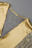 Hoombox Casual Patchwork Sequins V Neck Waist Skirt Dresses(3 Colors)