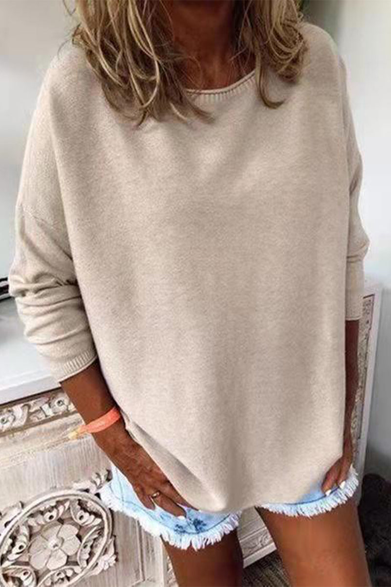 Hoombox Casual Solid Color O Neck Sweaters