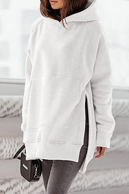 Hoombox Casual Solid Solid Color Hooded Collar Tops