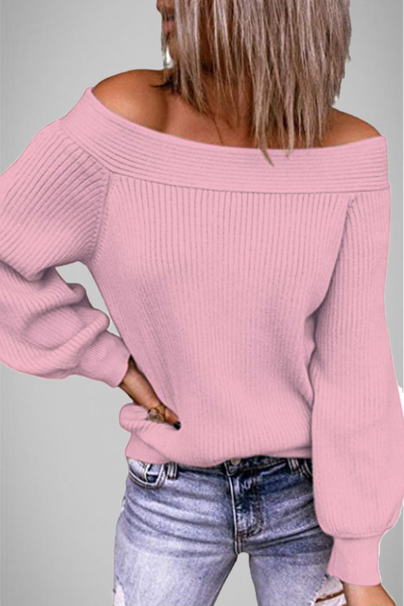 Hoombox Sexy Work Solid Solid Color Off the Shoulder Tops