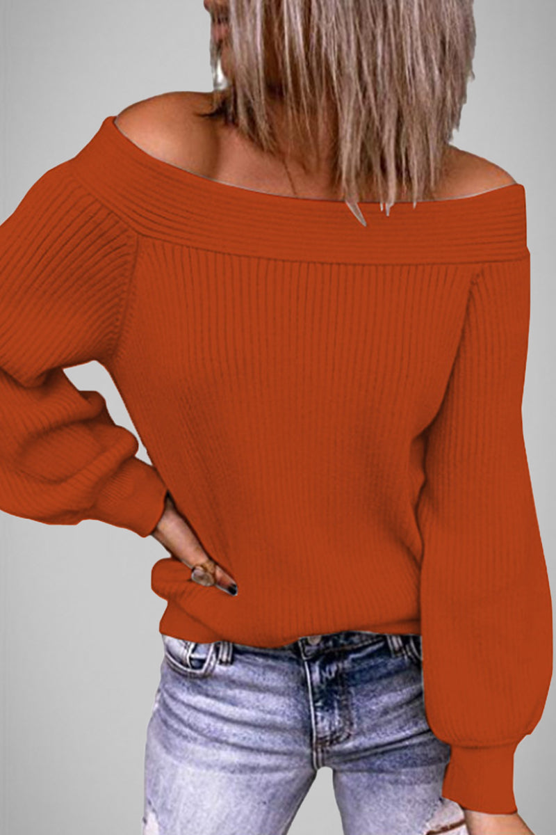 Hoombox Sexy Work Solid Solid Color Off the Shoulder Tops