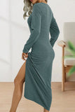 Hoombox Sweet Elegant Solid Fold O Neck Sheath Dresses(6 Colors)
