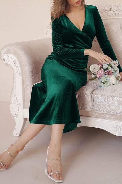 Hoombox Sweet Elegant Solid Solid Color V Neck Evening Dress Dresses(4 Colors)