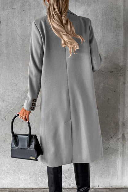 Hoombox Elegant Solid Buttons Turndown Collar Outerwear