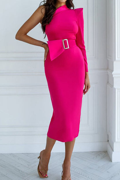 Hoombox Sweet Elegant Solid Zipper Oblique Collar Dresses(3 Colors)