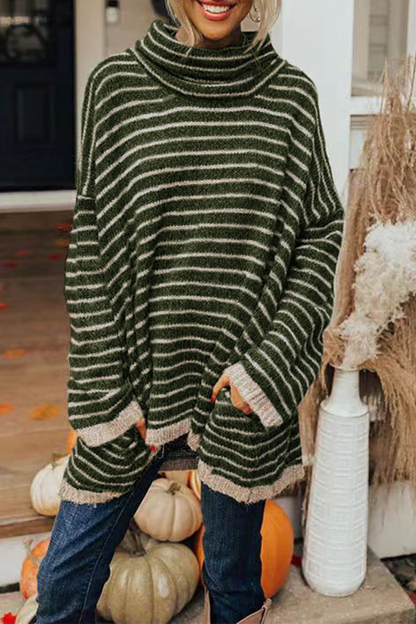 Hoombox Casual Striped Patchwork Turtleneck Sweaters(4 Colors)