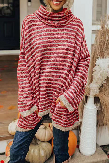 Hoombox Casual Striped Patchwork Turtleneck Sweaters(4 Colors)