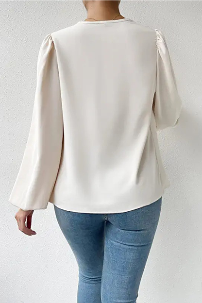 Hoombox Casual Solid Patchwork U Neck Long Sleeve Tops(6 Colors)