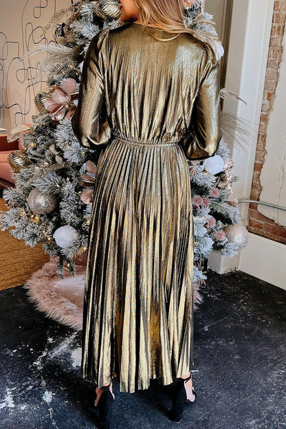 Hoombox Vintage Elegant Fold V Neck Pleated Dresses