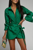 Hoombox Elegant Solid Fold Shirt Collar Irregular Dress Dresses(6 Colors)