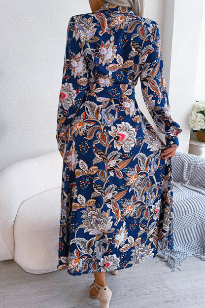 Hoombox Floral Frenulum Buckle Turndown Collar One Step Skirt Dresses(3 Colors)