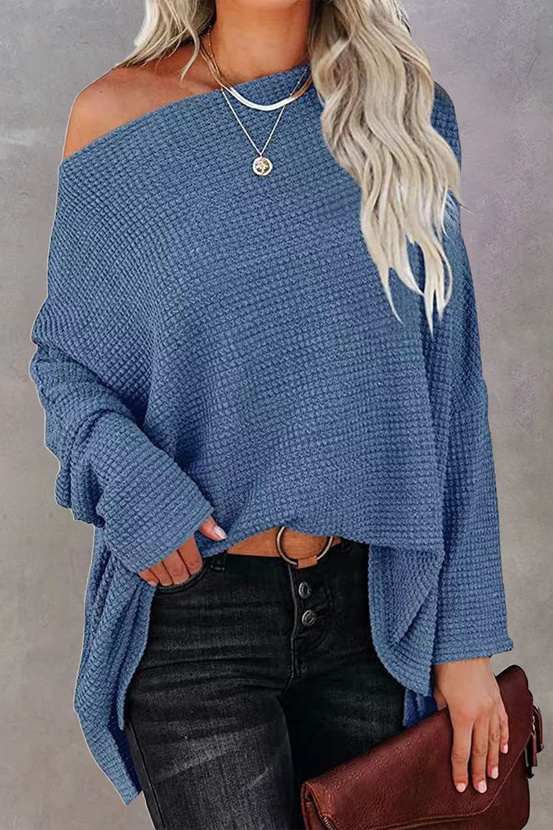 Hoombox Casual Solid Solid Color Oblique Collar Sweaters(6 Colors)
