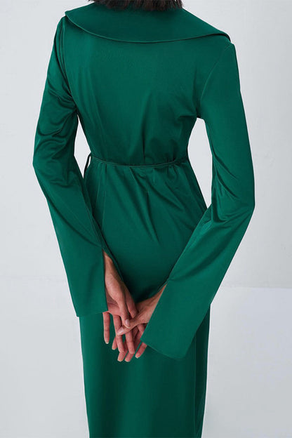Hoombox Work Elegant Solid Frenulum Solid Color Turn-back Collar A Line Dresses