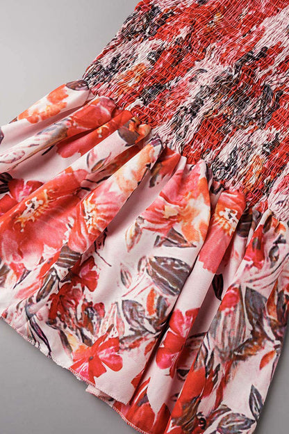 Hoombox Sweet Elegant Print Patchwork V Neck Waist Skirt Dresses(4 Colors)