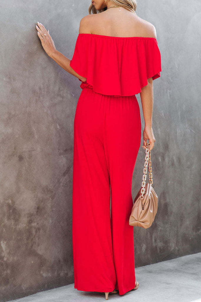 Casual Daily Solid Solid Color Off the Shoulder Regular Jumpsuits(4 Colors)