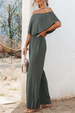 Casual Daily Solid Solid Color Off the Shoulder Regular Jumpsuits(4 Colors)
