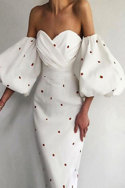 Sexy Elegant Print Patchwork Off the Shoulder Pencil Skirt Dresses