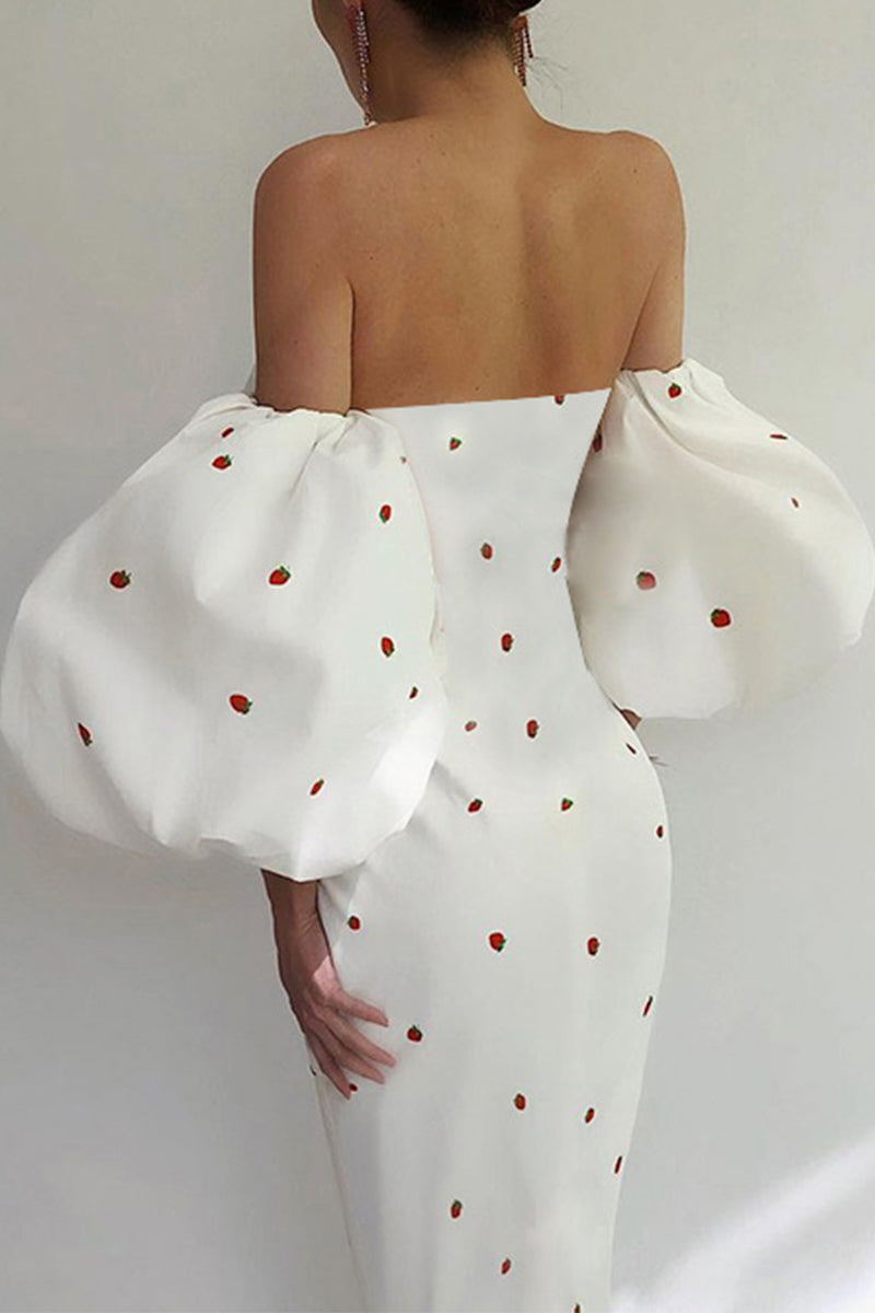 Sexy Elegant Print Patchwork Off the Shoulder Pencil Skirt Dresses