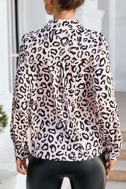 Hoombox Work Leopard Buttons Shirt Collar Tops