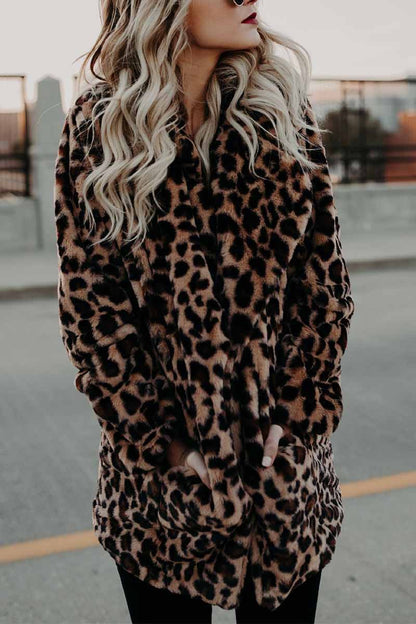 Hoombox Hoombox Women's Lapel Leopard Coat