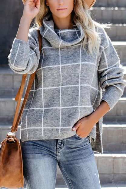 Hoombox  Turtleneck Plaid Sweater（5 colors）