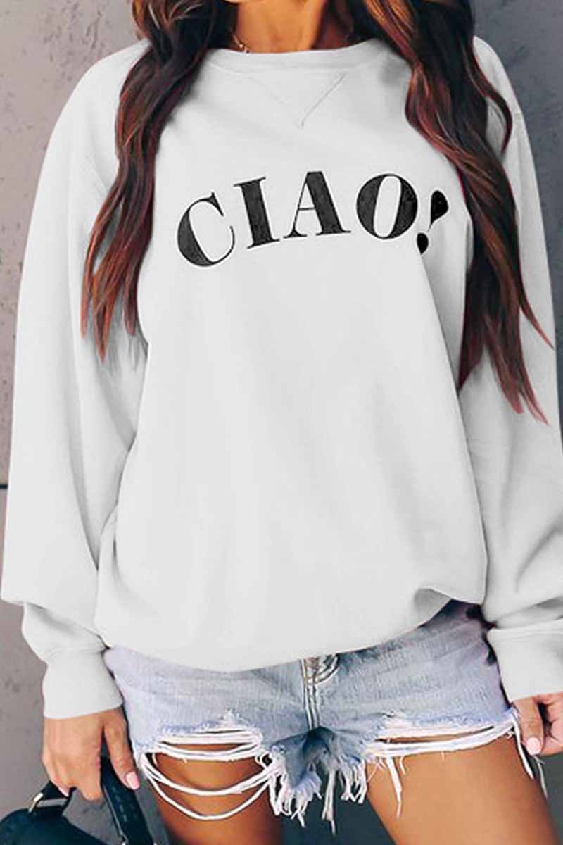 Hoombox  Ciao Print Casual Dairy White Tops