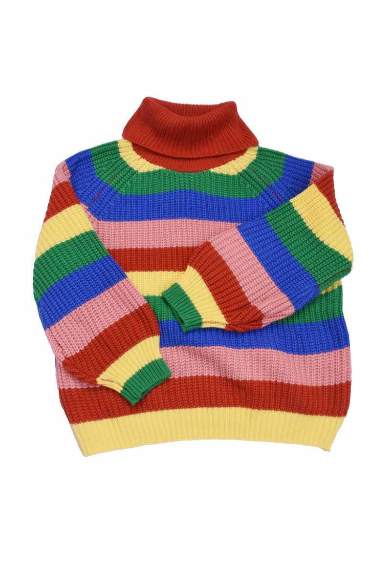 Hoombox  Rainbow Striped Loose-knit Sweater