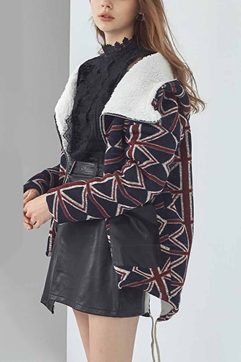 Hoombox  Hooded Plaid Contrast Cotton Coat