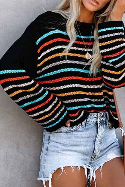 Hoombox  Fashion Colorful Pattern One-Neck Strapless Sweater