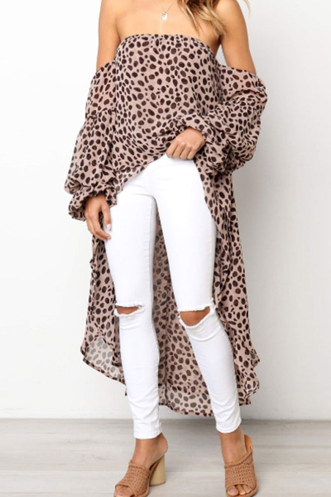 Hoombox Hoombox Off The Shoulder Leopard Printed Tops