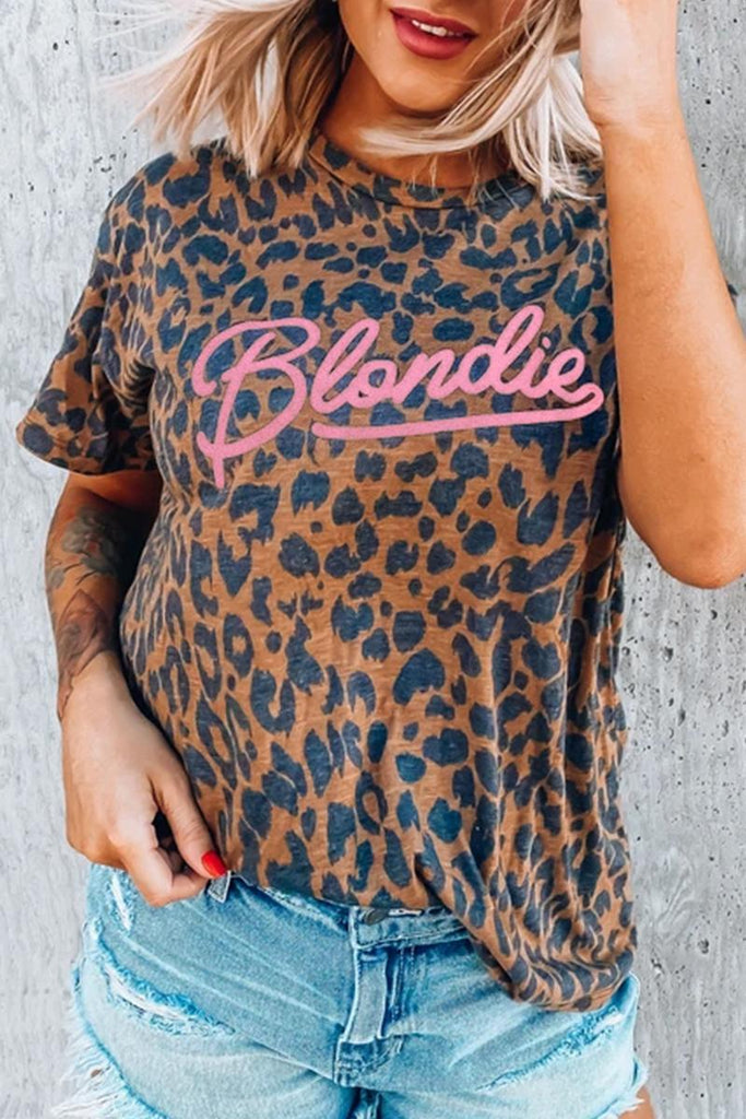 Hoombox Hoombox Leopard Print Pink Blondie Brown T-shirt