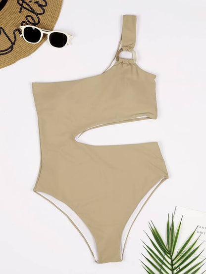 One-Shoulder Sexy Leaky Waist One-Piece Swimsuit