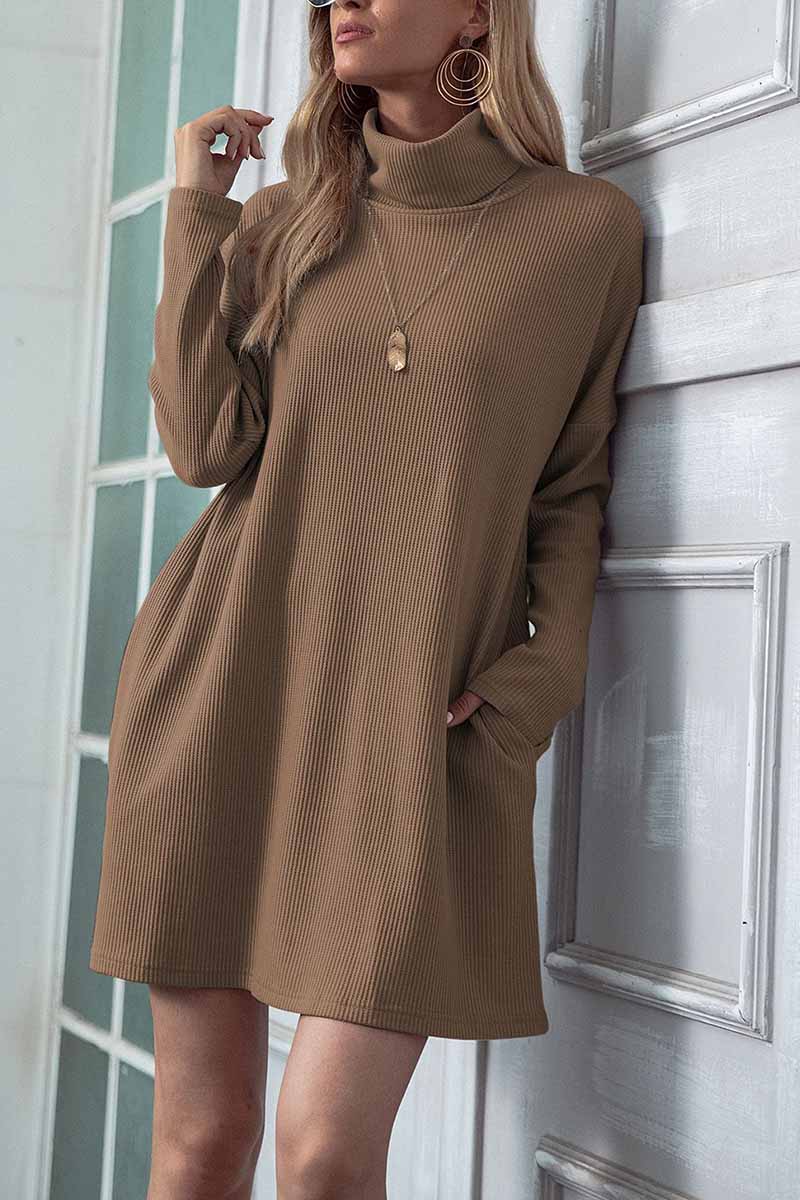 Hoombox  Solid Color Round Neck Dress(4 Colors)