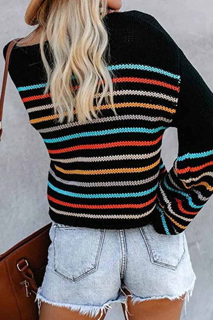 Hoombox  Fashion Colorful Pattern One-Neck Strapless Sweater