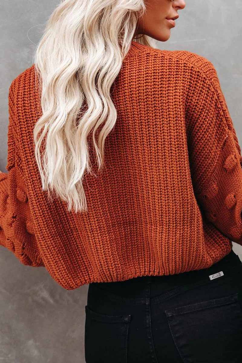 Hoombox  Cute Solid Color Knitted Crew Neck Sweater