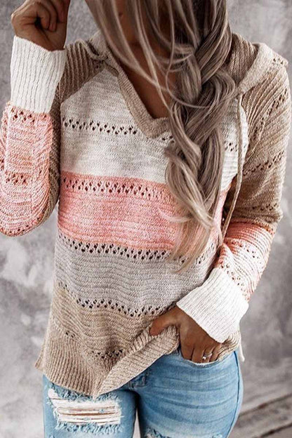 Hoombox  Striped Color-Block Knitted Sweater