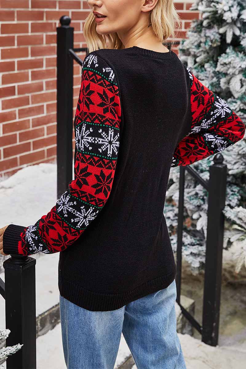 Hoombox  Santa Embroidered Round Neck Knitted Sweater