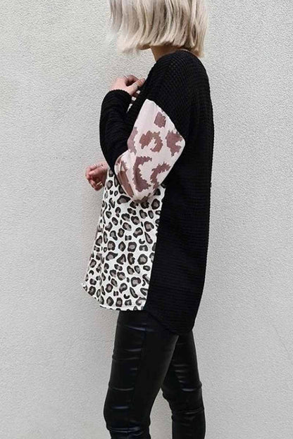 Hoombox  Leopard Patchwork Printed Sweater