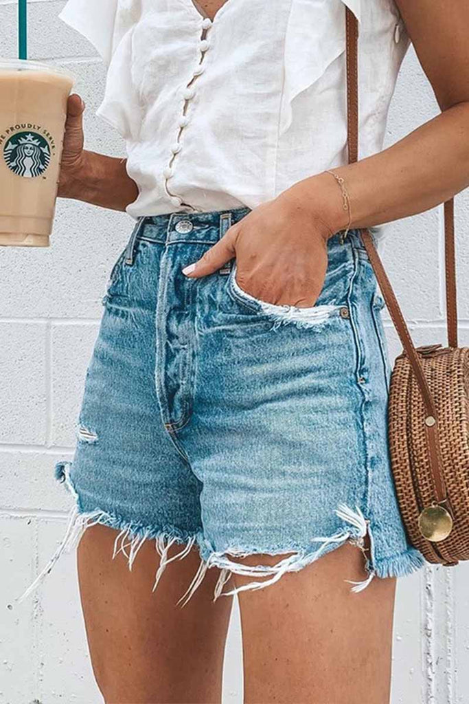 Hoombox  Casual Bibbed Jeans Shorts