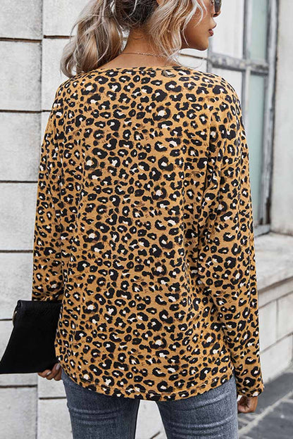 Hoombox Hoombox Elegant V-neck leopard print blouse women
