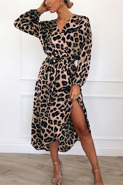 Hoombox  V Neck Sexy Leopard Dress（4 colors）