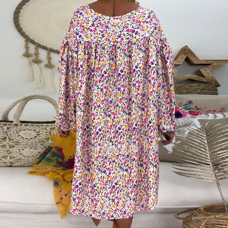 hoombox Fashion V Neck Long Sleeve Printing Casual Dresses