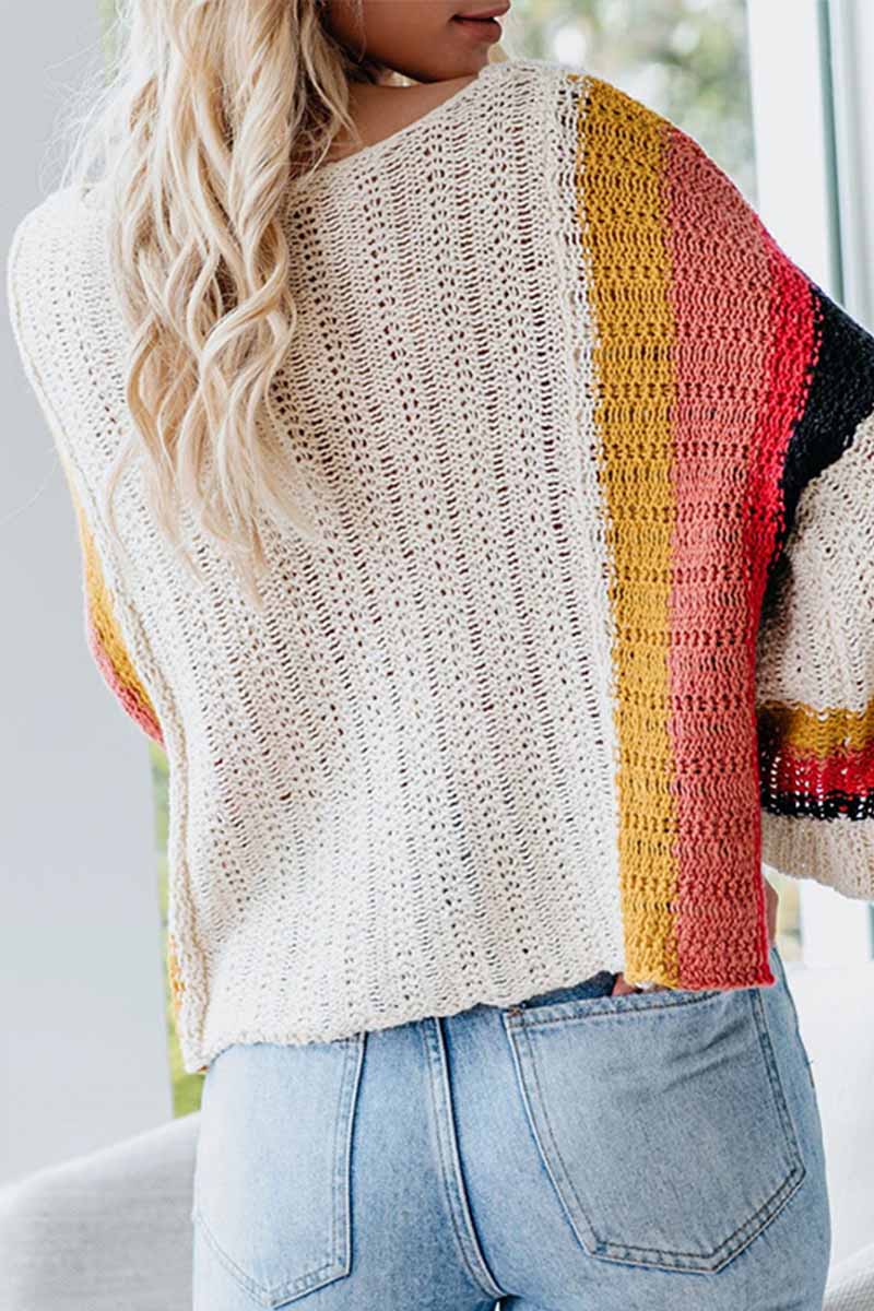 Hoombox  Stitched Knitted Rainbow Sweater